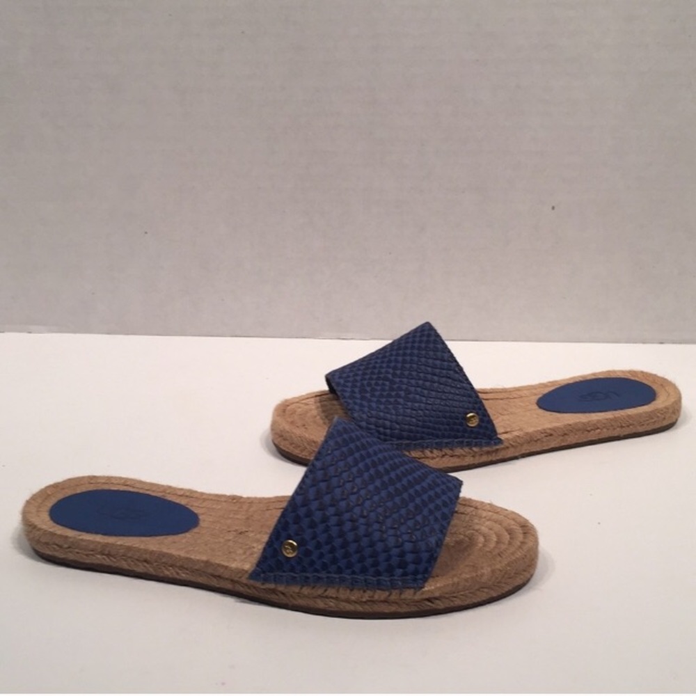 UGG Royal Blue Snake-print Espadrille Slides
